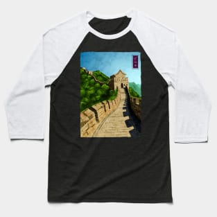 The Great Wall of China - Black Baseball T-Shirt